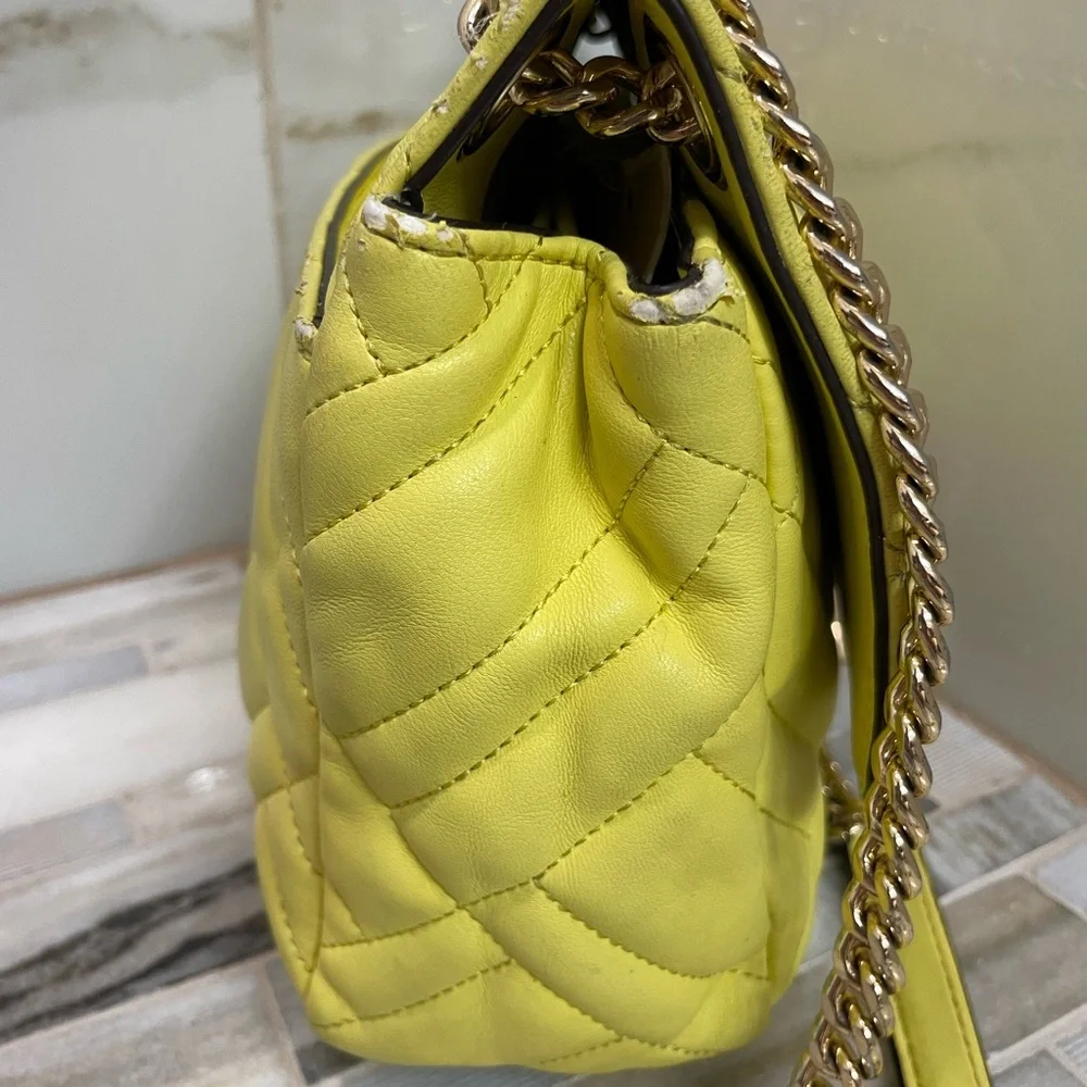 Michael Kors 35SOGP6F2U Peyton Medium Shoulder Flap Vegan Faux Sunshine - Picture 16 of 16